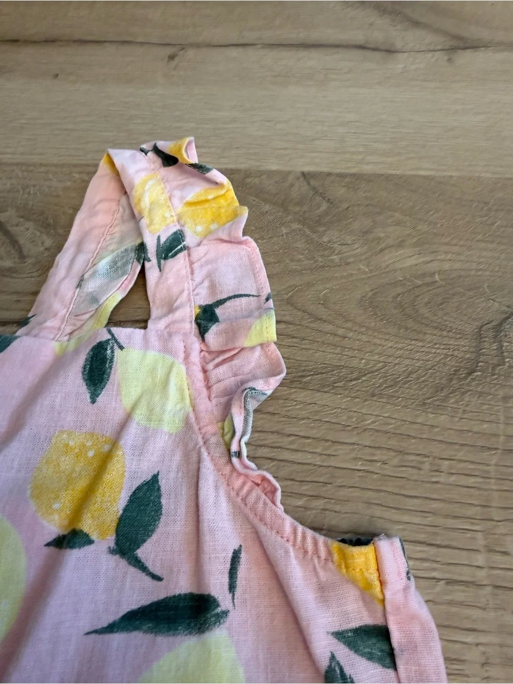 Carter's Pink Lemon Print Ruffle-Shoulder Dress